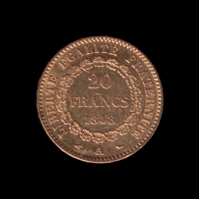 France — 20 Francs — Or — 1848–1849 — Deuxième République — revers