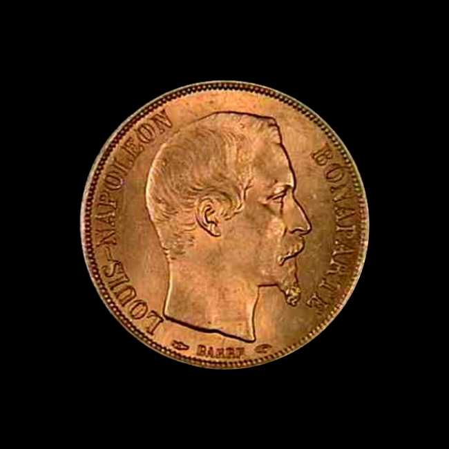 France — 20 Francs — Or — 1852 — Deuxième République — avers