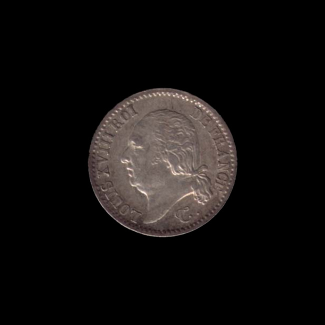 France — 25 centimes — Louis XVIII — Quart de franc Tiolier — buste habillé — 1817 — 1824 — avers