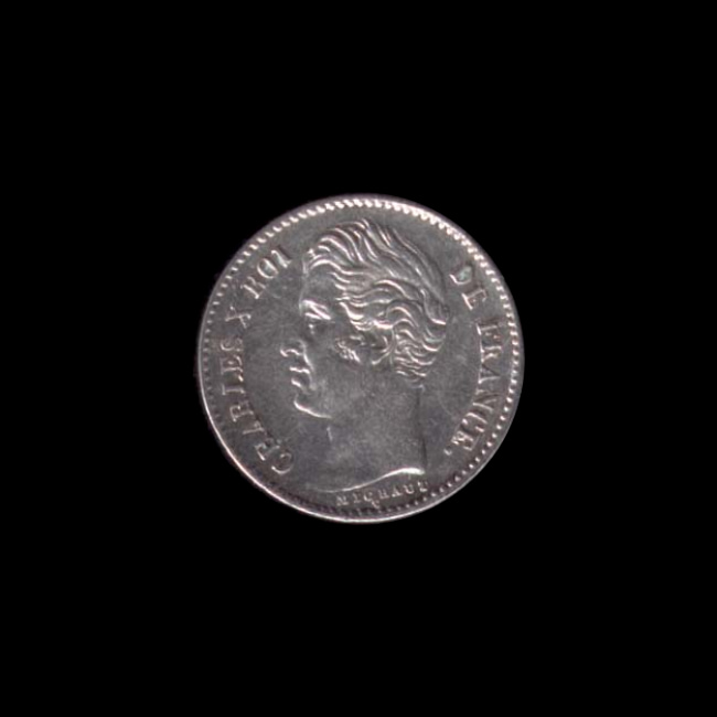 France — 25 centimes — Charles X — Quart de franc Michaut — tête laurée — 1824 — 1830 — avers