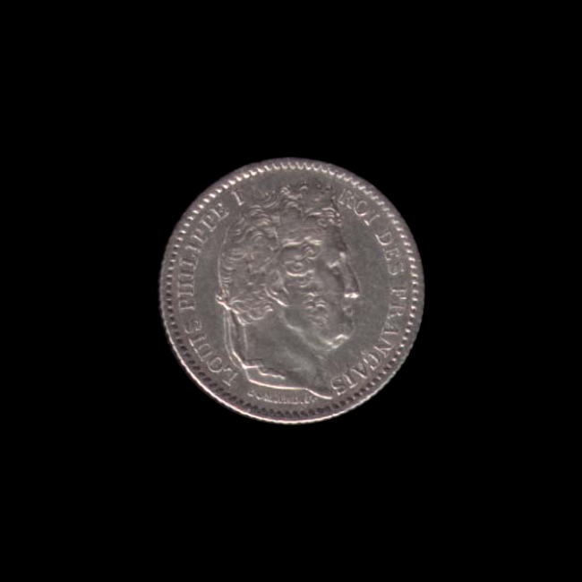 France — Louis Philippe I — 25 Centimes Domard — tête laurée — 1845 — 1848 — avers