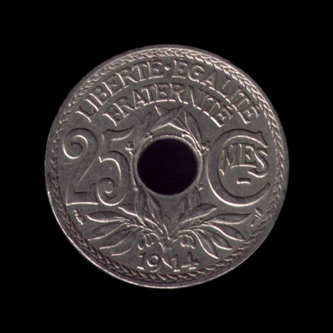 France — Troisième République — 25 Centimes Lindauer — Cmes souligné — 1914 — 1917 — revers