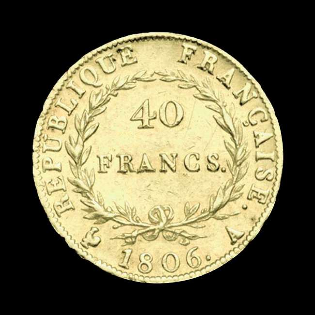 France — 40 Francs — Or — 1806 — Premier Empire — revers