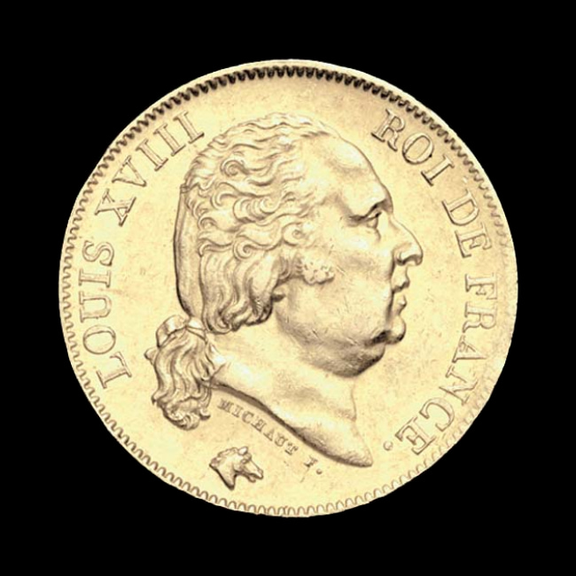 France — 40 Francs — Or — 1816–1824 — Louis XVIII — avers