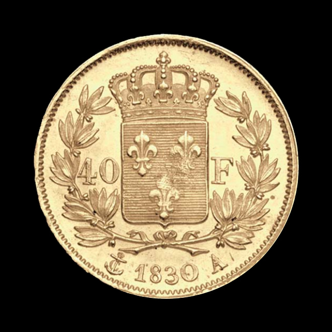 France — 40 Francs — Or — 1826–1830 — Charles X — revers