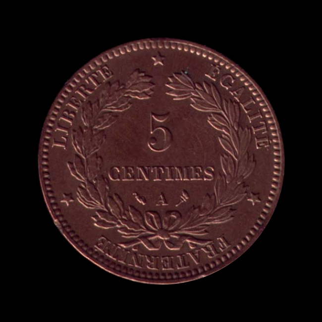 France — Gouvernement de Défense Nationale — 5 centimes Cérès — cupro-nickel, grand module — 1871 — 1871 — revers