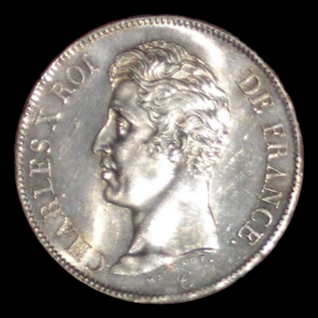 France — 5 Francs — Argent — 1824–1826 — Charles X — avers