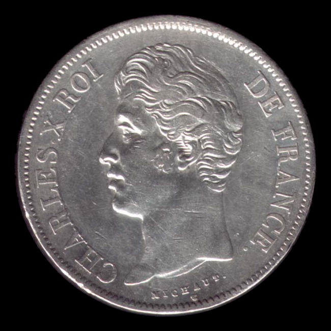 France — 5 Francs — Argent — 1827–1830 — Charles X — avers