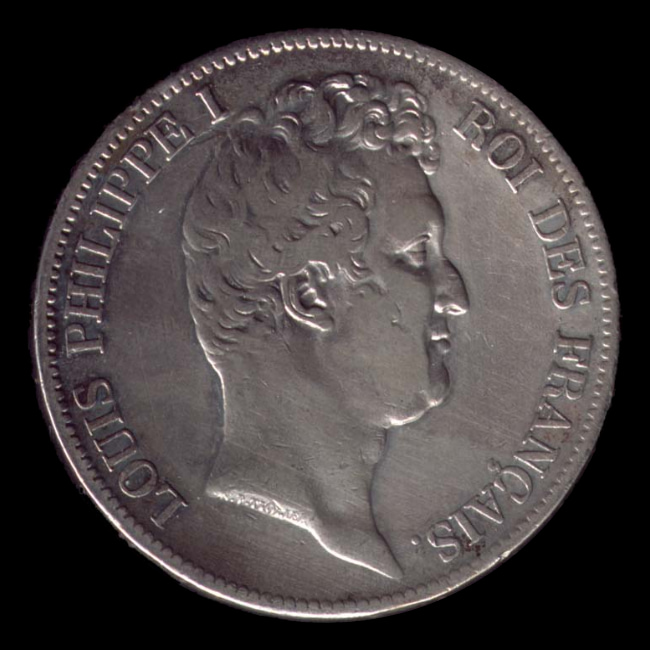 France — 5 Francs — Argent — 1830–1831 — Louis-Philippe Ier — avers