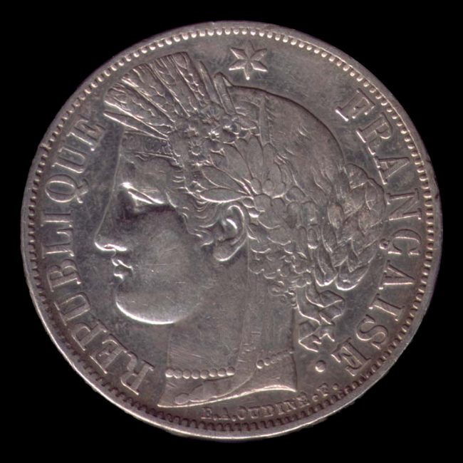 France — 5 Francs — Argent — 1849–1851 — Deuxième République — avers