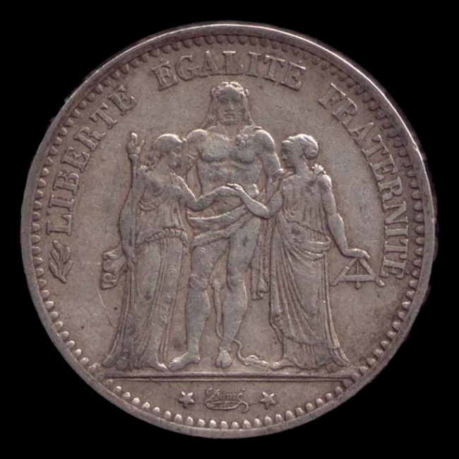 France — 5 Francs — Argent — 1848–1849 — Deuxième République — avers