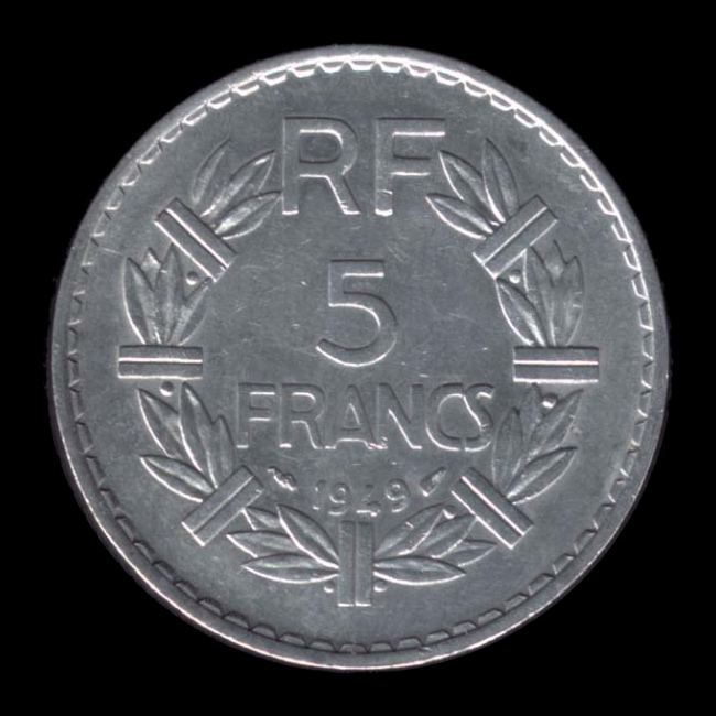 France — 5 Francs — 1945–1947 — Gouvernement provisoire — Lavrillier — revers