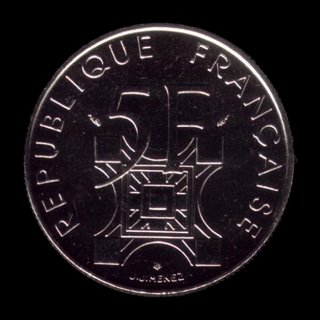 France — 5 Francs — Nickel — 1989 — Cinquième République — avers