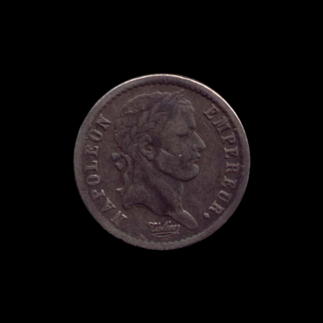 France — 50 centimes — Premier Empire — Demi-franc Tiolier — tête laurée, République Française — 1807 — 1808 — avers