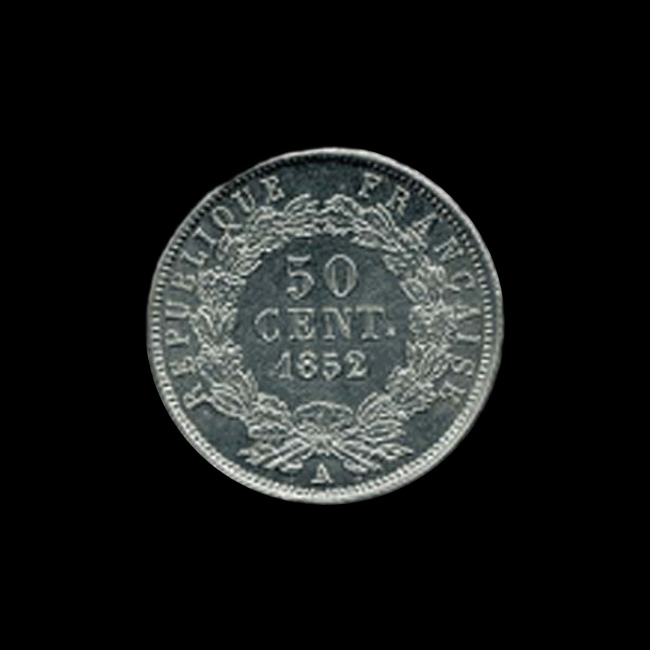 France — Deuxième République — 50 centimes Louis-Napoléon — tête nue — 1852 — 1852 — revers