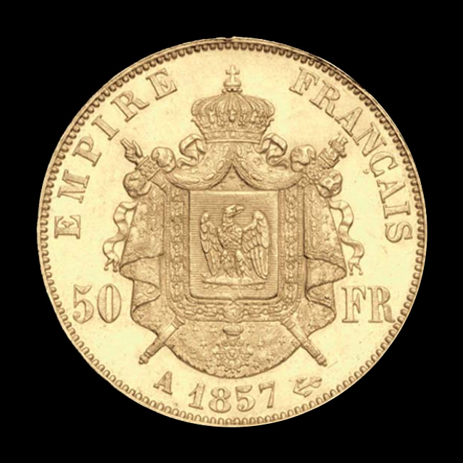 France — 50 Francs — Or — 1855–1859 — Second Empire — revers