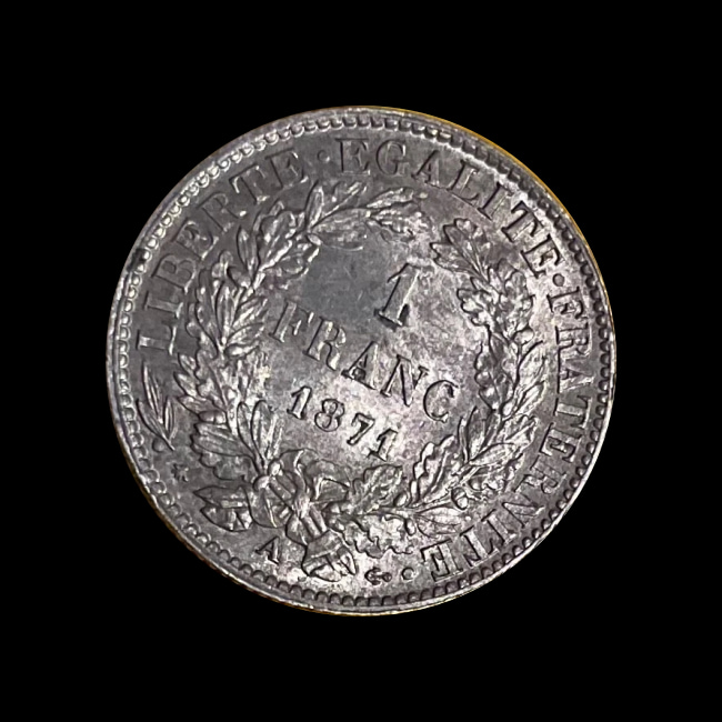 France — 1 Franc — Argent — 1871–1895 — Troisième République — revers