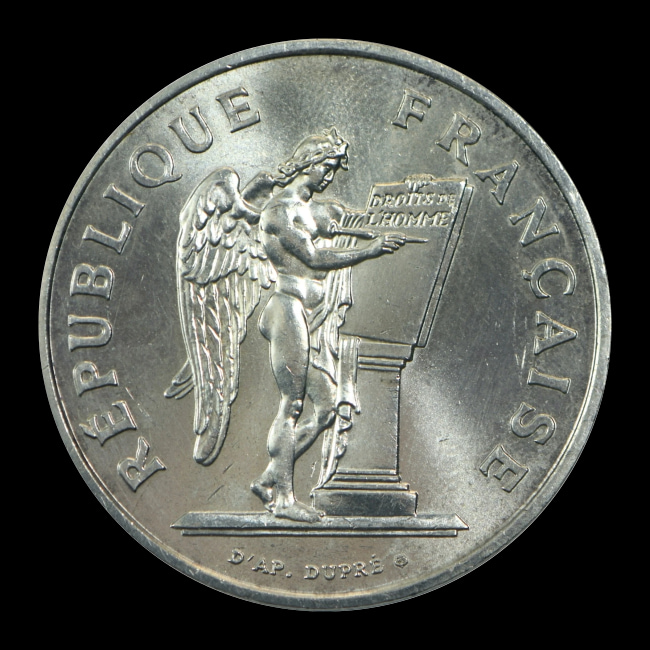 France — 100 Francs — Argent — 1989 — Cinquième République — avers