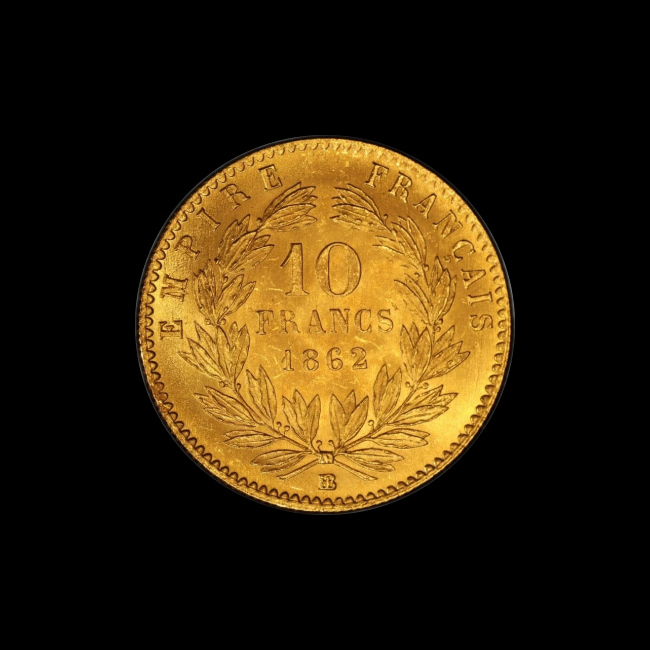 France — 10 Francs — Or — 1862 — Second Empire — revers