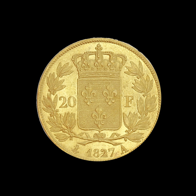 France — 20 Francs — Or — 1827–1830 — Charles X — revers