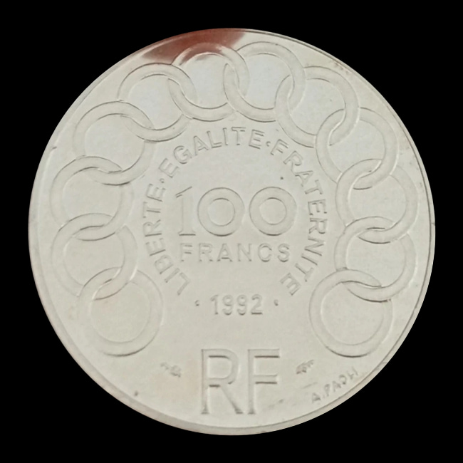 France — 100 Francs — Argent — 1992 — Cinquième République — revers