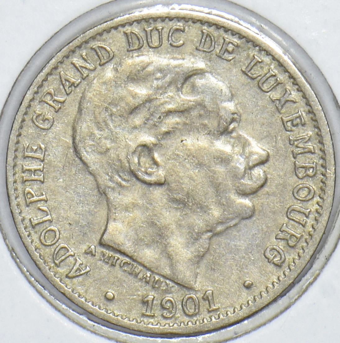 10 centesimi Lussemburgo 1901, Adolfo, dritto