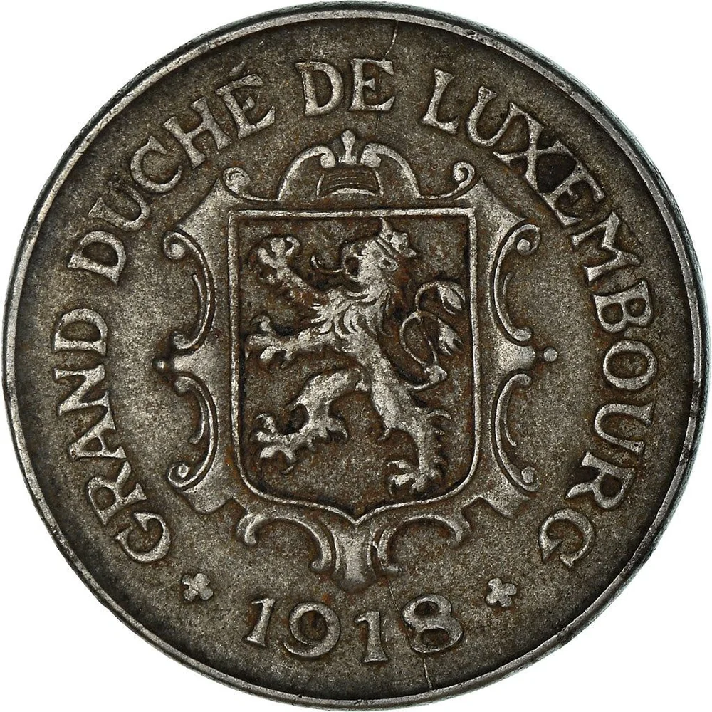 10 centesimi ferro Lussemburgo 1918, Maria Adelaide, dritto