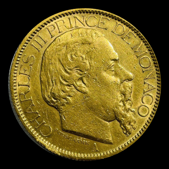 Monaco — 100 Francs — Or — 1882–1886 — Charles III — avers
