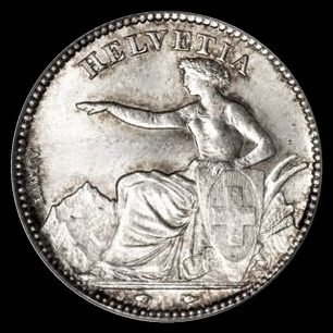 1 franco, Helvetia sentada, 1850