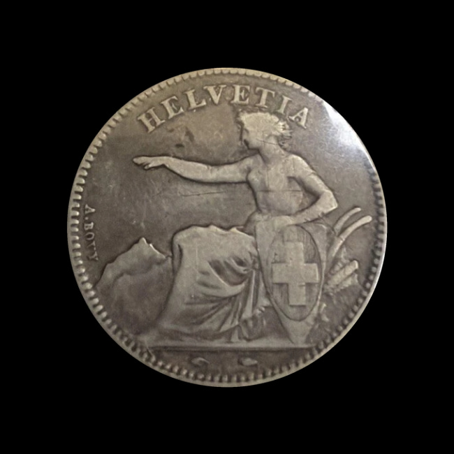 Suisse — 1 franc — Argent 900 ‰ — 1850–1857 — Confédération suisse — avers
