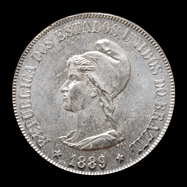 Brasil — 1.000 Réis — Prata — 1889 — Real histórico — República — anverso