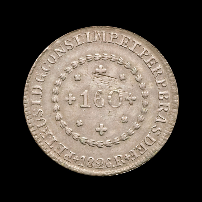 Brasil — 160 Réis — Prata — 1824–1826 — Real histórico — Pedro I — anverso