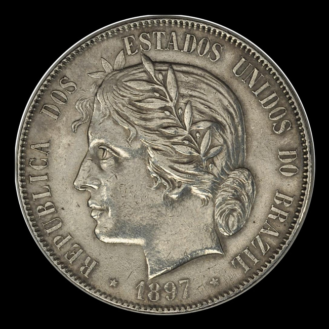 Brasil — 2.000 Réis — Prata — 1891–1897 — Real histórico — República — anverso