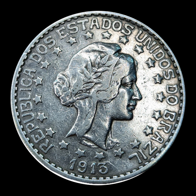 Brasil — 2.000 Réis — Prata — 1913 — Real histórico — República — anverso