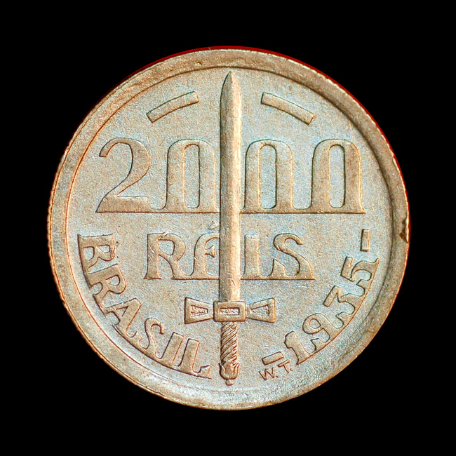 Brasil — 2.000 Réis — Prata — 1935 — Real histórico — República — anverso