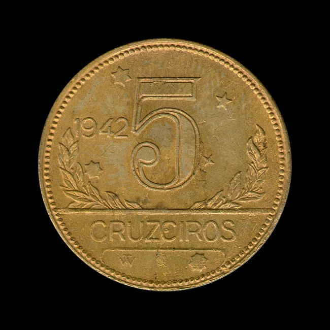 Brazil — 5 Cruzeiros — Aluminium bronze — 1942–1943 — First cruzeiro — reverse