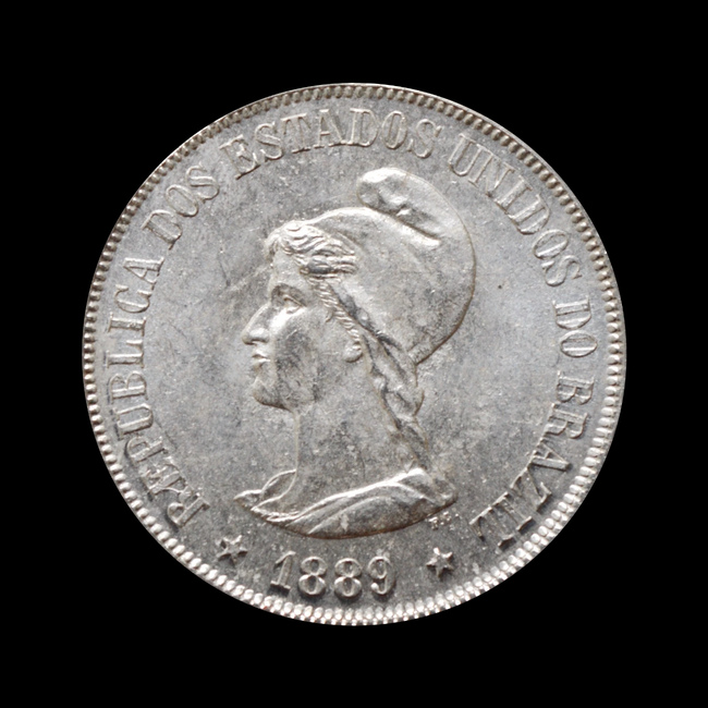 Brasil — 500 Réis — Prata — 1889 — Real histórico — República — anverso