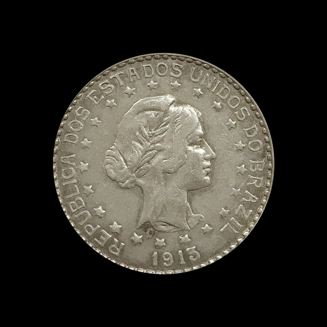 Brasil — 500 Réis — Prata — 1913 — Real histórico — República — anverso