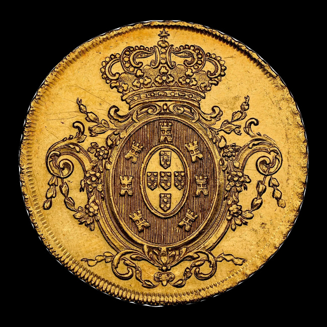 Brasil — 6.400 Réis — Ouro — 1805–1817 — Real histórico — João regente — reverso