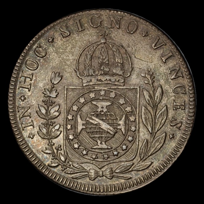 Brasil — 960 Réis — Prata — 1823–1827 — Real histórico — Pedro I — reverso