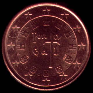Cara nacional: 1 céntimo de euro – Portugal