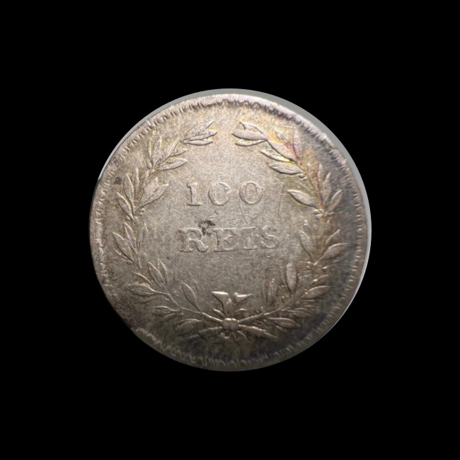 Portugal — 100 Réis — Prata — 1864–1889 — Real histórico — Luís I — reverso