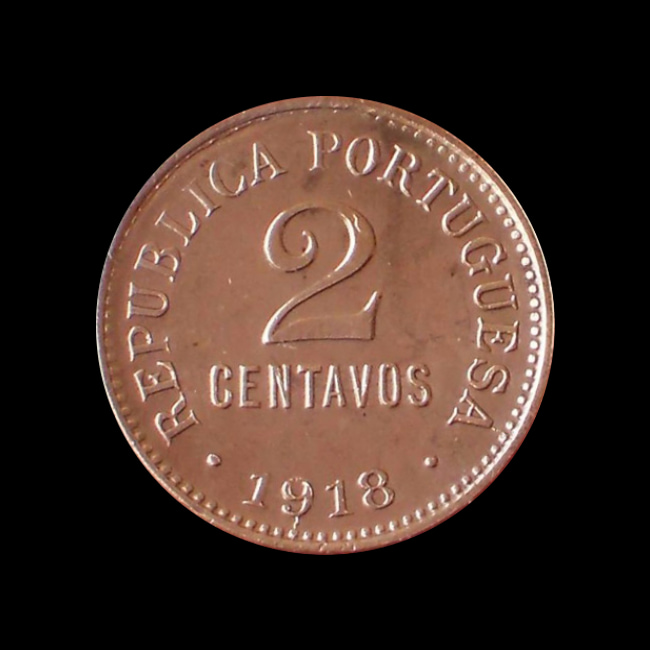 Portogallo — 2 Centavos — Bronzo — 1918–1921 — Prima Repubblica — dritto