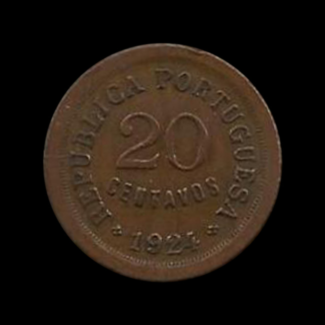 Portogallo — 20 Centavos — Bronzo — 1924–1925 — Prima Repubblica — dritto