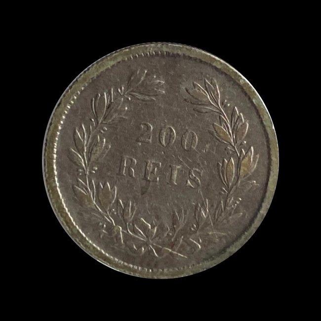 Portugal — 200 Réis — Prata — 1862–1863 — Real histórico — Luís I — reverso