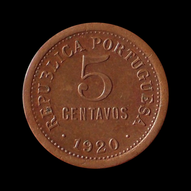 Portogallo — 5 Centavos — Bronzo — 1920–1922 — Prima Repubblica — dritto