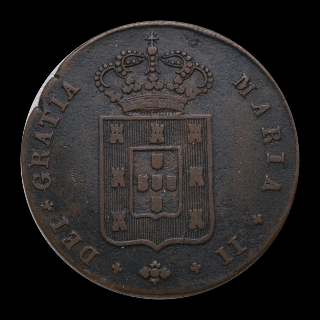 Portugal — 5 Réis — Cobre — 1836–1836 — Maria II — anverso