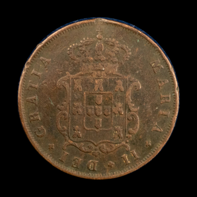 Portugal — 5 Réis — Cobre — 1840–1853 — Maria II — anverso