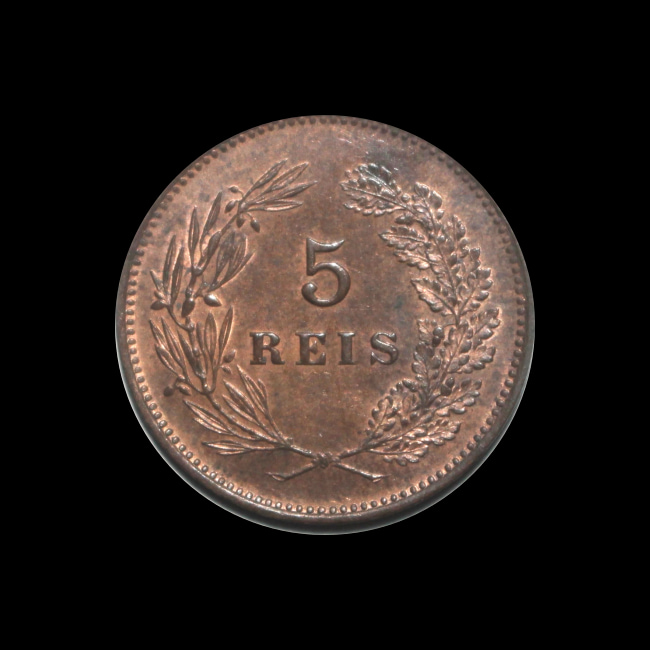 Portugal — 5 Réis — Bronze — 1890–1906 — Carlos I — reverso