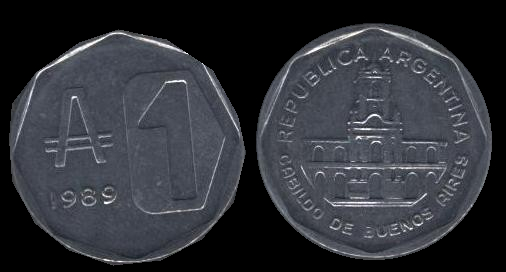 1 austral, 1989 — Anverso y reverso